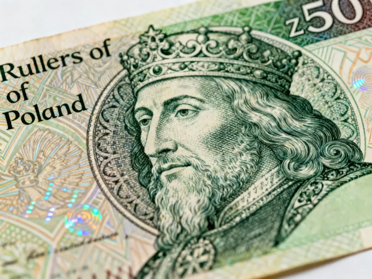 Współczesny banknot 50 zł z portretem Kazimierza Wielkiego